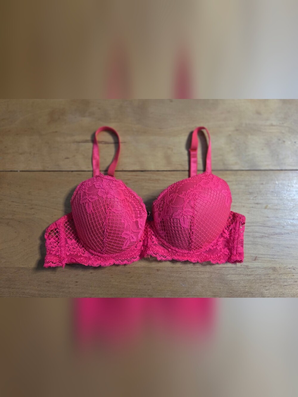 XOXO Hot Pink Lace Push-Up Bra